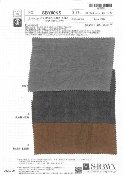 SBY60KS L1/60 Vải Bố Canvas Linen Nhuộm Than Và Nhuộm Tanin Hồng