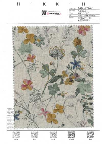 8026-1790-1 Vải Mộc Cotton Sợi Gai Natural Garden