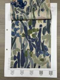 8026-1790-2 Vải Mộc Sợi Gai , Họa Tiết Thực Vật Nghệ Thuật. Hokkoh Ảnh phụ