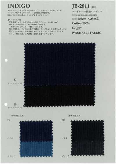 JB2811 Vải Cordlane Nhuộm Sau Màu Indigo