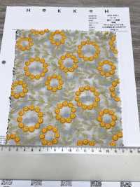 4027-848-1 Vải Cotton Lawn Cotton Mỏng, Thêu Hoa Pom-pom, Ren / Đăng Ten. Hokkoh Ảnh phụ