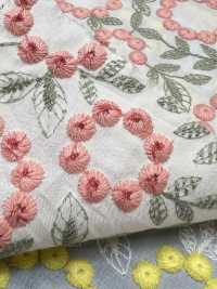 4027-848-1 Vải Cotton Lawn Cotton Mỏng, Thêu Hoa Pom-pom, Ren / Đăng Ten. Hokkoh Ảnh phụ