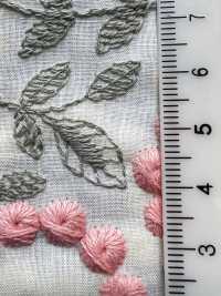 4027-848-1 Vải Cotton Lawn Cotton Mỏng, Thêu Hoa Pom-pom, Ren / Đăng Ten. Hokkoh Ảnh phụ