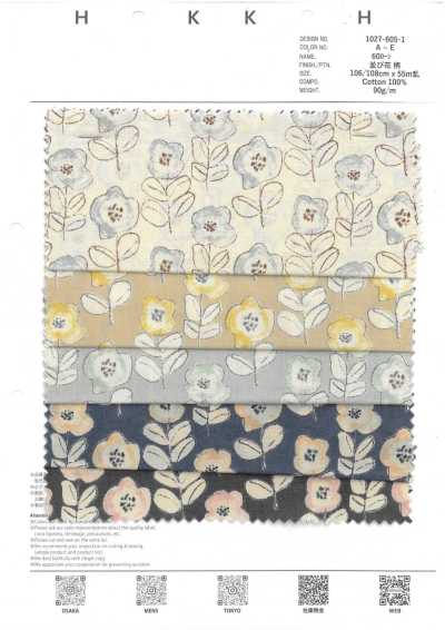 1027-605-1 60 Vải Cotton Lawn 9088 Hoa Xếp Hàng