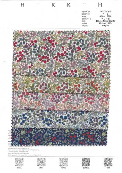 7027-618-1 Vải Cotton Lawn 60 9088 Họa Tiết Quả Mọng