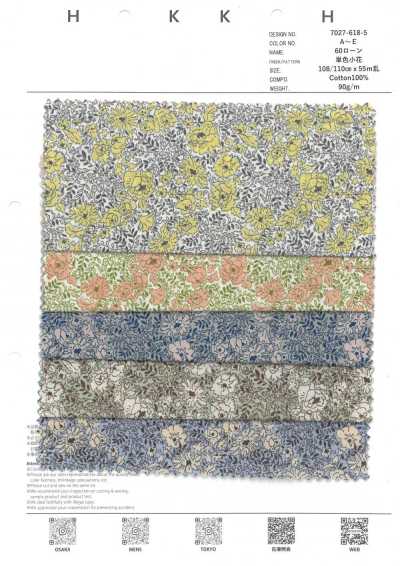 7027-618-5 60 Vải Cotton Lawn 9088 Hoa Nhỏ đơn Sắc
