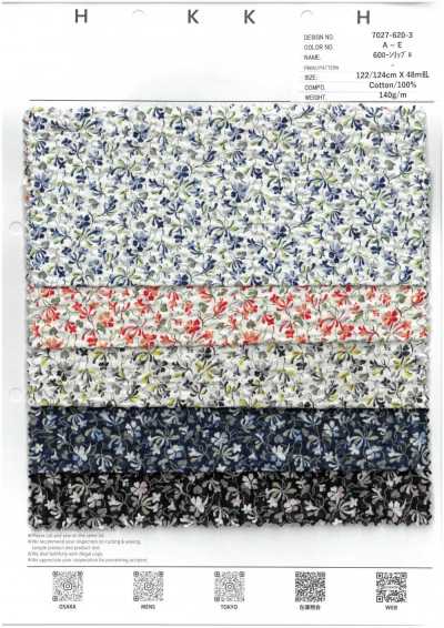 7027-620-3 Vải Cotton Lawn 60 Ripple Hoa Nhỏ