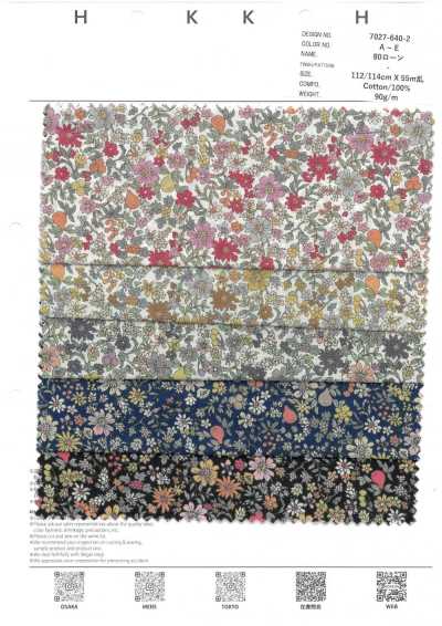 7027-640-2 80 Vải Cotton Lawn Hoa Nhí Sọc Chỉ