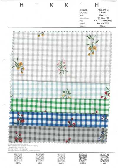 7027-640-3 Vải Cotton Lawn 80 Kẻ ô + Hoa
