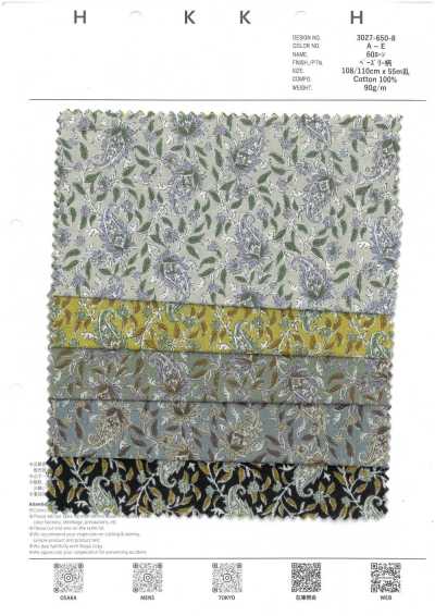 3027-650-8 60 Vải Cotton Lawn Hoa Nhí Hình Học