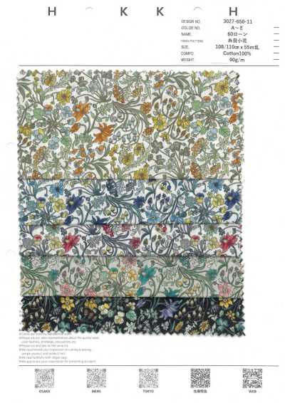 3027-650-11 Vải Cotton Lawn 60, Hoa Nhỏ Mắt Chỉ