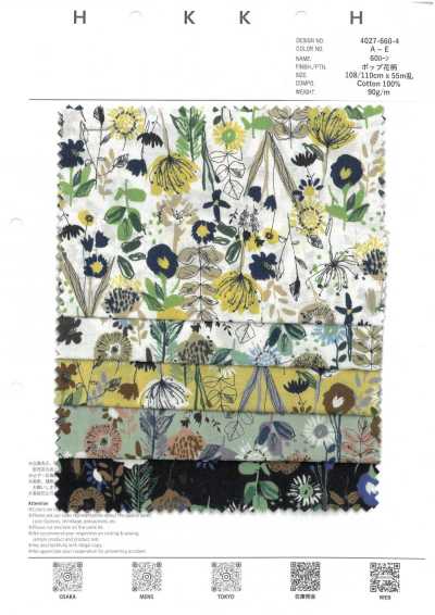 4027-660-4 Vải Cotton Lawn 60 Hoa Màu Nước