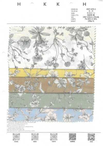 4027-670-2 60 Vải Cotton Lawn Hoa Chỉ