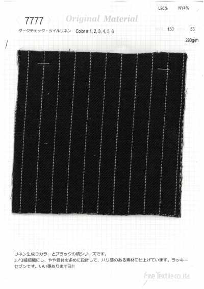 7777 Vải Lanh Twill Kẻ Caro Tối Màu