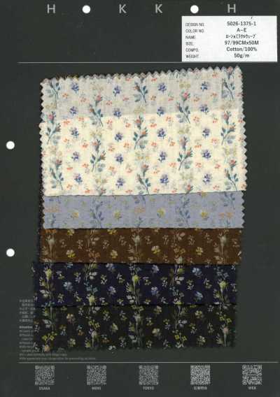 5026-1375-1 Vải Cotton Lawn 80 Miracle Wave Hoa Nhí Kẻ Sọc