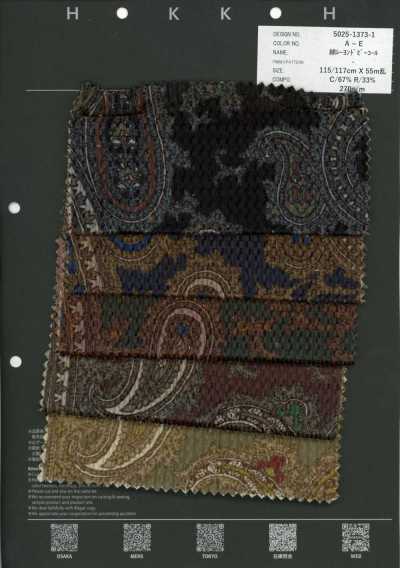5025-1373-1 Bông Rayon Dobby Corduroy Họa Tiết Paisley
