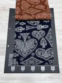 5026-1330-1 Vải Bandana Nền Off, In Xả Màu, Họa Tiết Paisley Lá Bài Hokkoh Ảnh phụ