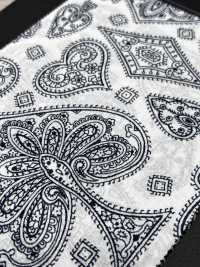 5026-1330-1 Vải Bandana Nền Off, In Xả Màu, Họa Tiết Paisley Lá Bài Hokkoh Ảnh phụ