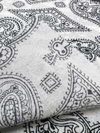 5026-1330-1 Vải Bandana Nền Off, In Xả Màu, Họa Tiết Paisley Lá Bài Hokkoh Ảnh phụ