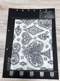 5026-1330-1 Vải Bandana Nền Off, In Xả Màu, Họa Tiết Paisley Lá Bài Hokkoh Ảnh phụ