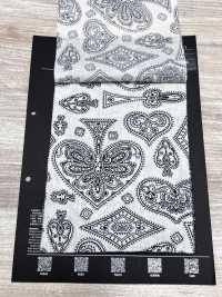 5026-1330-1 Vải Bandana Nền Off, In Xả Màu, Họa Tiết Paisley Lá Bài Hokkoh Ảnh phụ