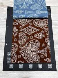 5026-1330-1 Vải Bandana Nền Off, In Xả Màu, Họa Tiết Paisley Lá Bài Hokkoh Ảnh phụ