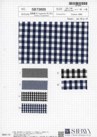 SB73600 Gingham Typewriter Sợi Bông Siêu Dài 70/-