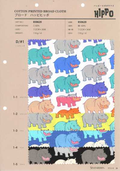 850620 Vải broadcloth Happi Hippo
