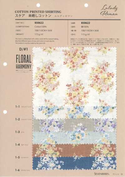 850622 Vải sca cotton chưa tẩy trắng Rurudi Roman Floral Harmony
