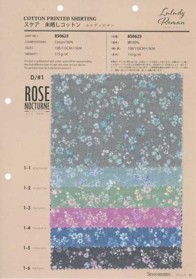 850623 Vải sca cotton chưa tẩy trắng Rurudi Roman Rose Nocturne