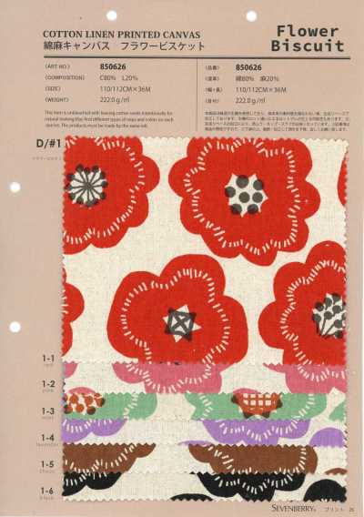 850626 Vải bố canvas cotton sợi gai Flower Biscuit