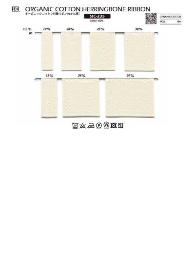 SIC-235 Ruy Băng Cotton Hữu Cơ Dệt Xương Cá (Loại Dày)