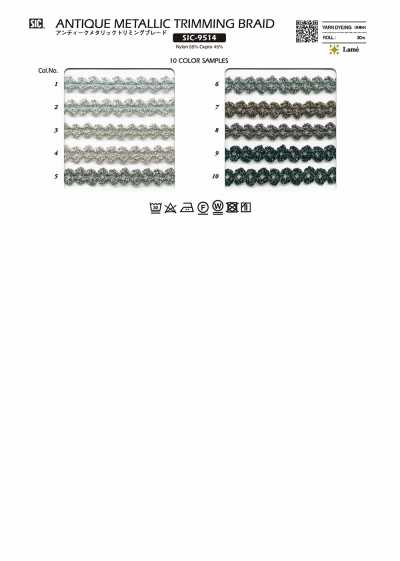 SIC-9514 Dây Tết Viền Kim Loại Giả Cổ Khoảng 10mm