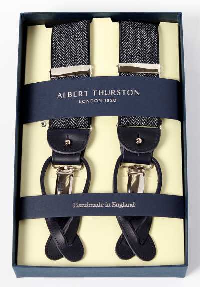 AT-3050 ALBERT THURSTON xương cá xanh navy thun co giãn 35mm