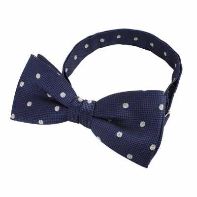 BF-602 Nơ bướm chấm bi màu xanh, lụa, sản xuất tại Nhật Bản