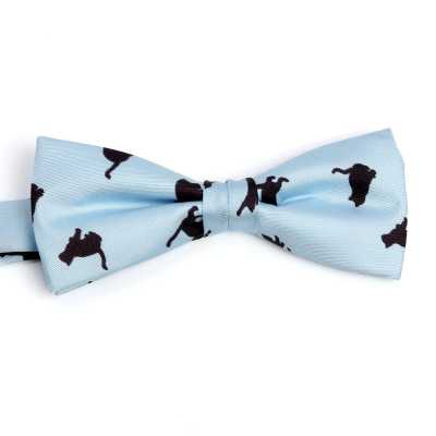 BF-CAT-SB Nơ bướm in lụa họa tiết mèo, xanh da trời