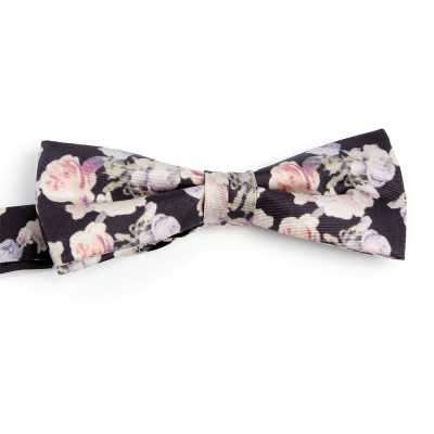 BF-ROSE-BK Nơ bướm in lụa màu hồng đen