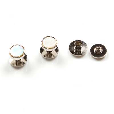 CB-3 Nút bấm stud vỏ trai trắng, tròn vàng & bạc