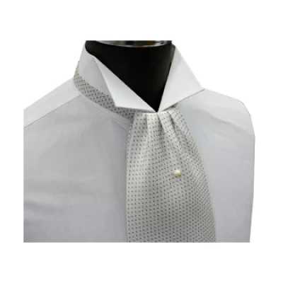 FAS-902 Cà vạt ascot chấm bi xám trên nền trắng
