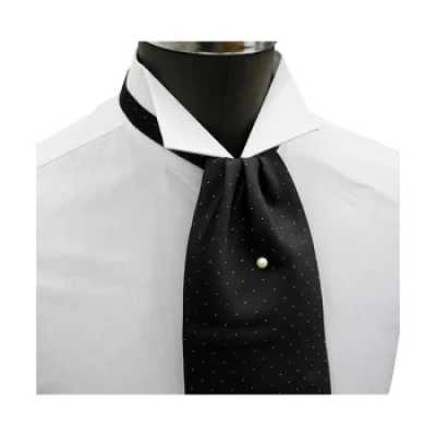 FAS-920 Cà vạt ascot nền đen chấm bi trắng nhỏ