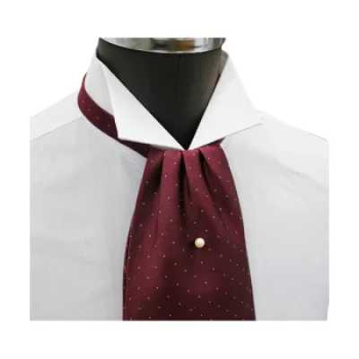 FAS-922 Cà vạt ascot nền đỏ rượu vang với chấm bi trắng