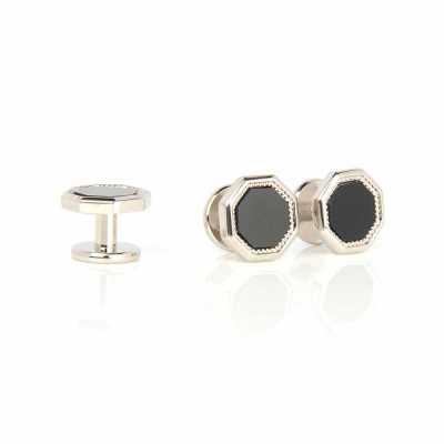 G-1-S Nút bấm Onyx bạc hình bát giác