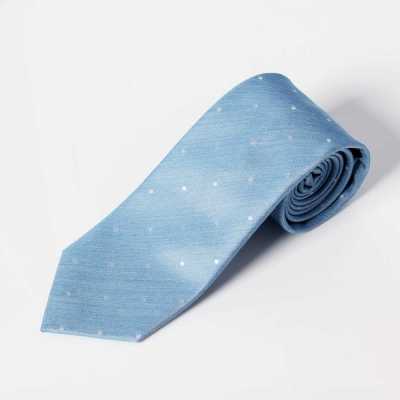 HVN-31 Cà vạt lụa kiểu denim chấm bi VANNERS màu xanh chàm