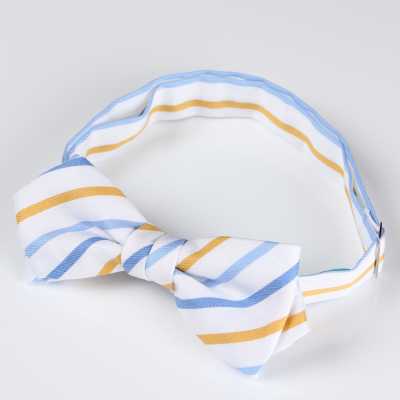 RBF-6258-11 Nơ bướm casual kẻ sọc chì trắng/vàng