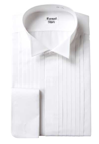 ST-1000 Áo sơ mi formal dùng cho tuxedo, áo sơ mi cổ cánh, ngực xếp ly, may nẹp ẩn, trắng