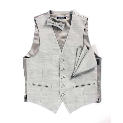 VANNERS-V-29 Áo gile dùng vải VANNERS, họa tiết chấm bi, jacquard kiểu denim, màu xám băng
