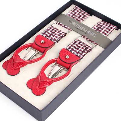 VAR-0123 BRETELLE&BRACES họa tiết chân chim màu đỏ đô
