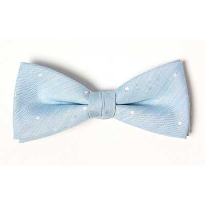 VBF-30 Nơ bướm dùng vải VANNERS, họa tiết chấm bi, jacquard kiểu denim, xanh băng