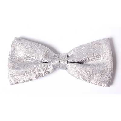 VBF-38 Nơ bướm dùng vải VANNERS, họa tiết paisley, màu xám nhạt