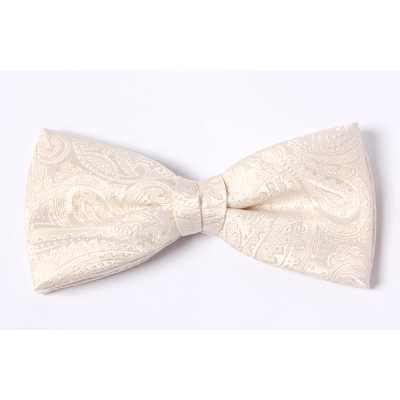 VBF-40 Nơ bướm dùng vải VANNERS, họa tiết paisley, trắng champagne